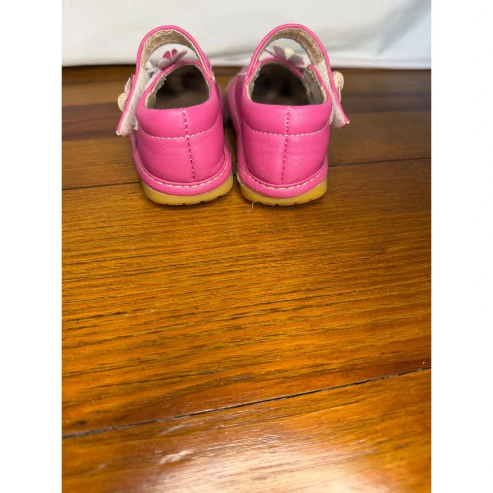 Little Mae's Boutique Pink Leather Daisy Mary‎ Jane Shoes Toddler Size 4